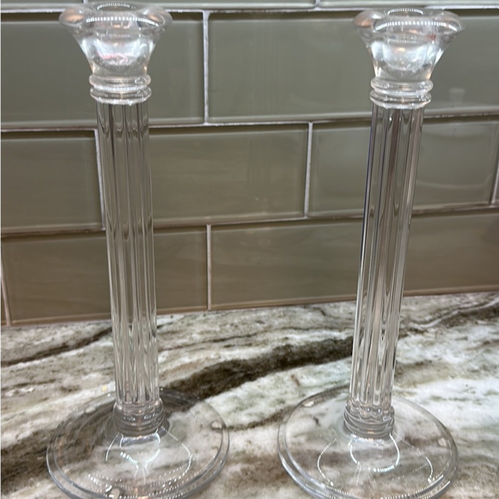 Tiffany & Co pair of. Crystal Greek Diore 10” candle stick